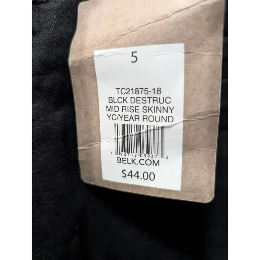 True Craft Women’s Juniors Distressed Skinny Black Denim Jeans Size 5 Y2K Grunge